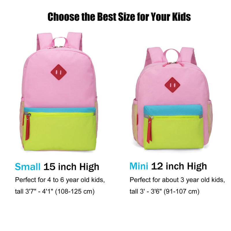 HawLander Little Kids Backpack for Boys or Girls, Toddler School Bag Fits 3 to 6 years old, Pink Yellow, 15 Inch - Image 5